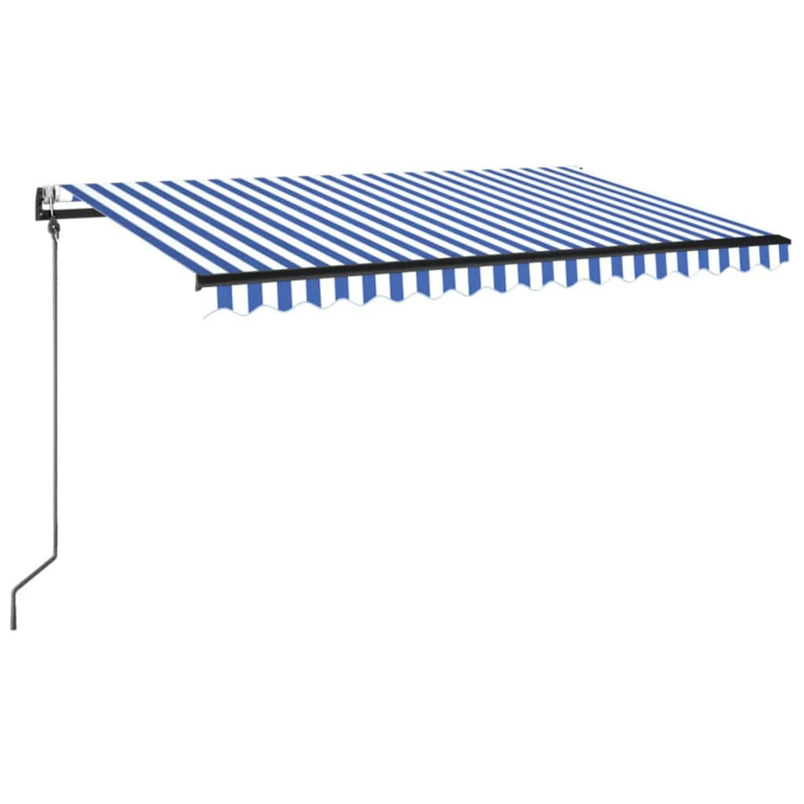 Luifel automatisch met LED en windsensor 400x350 cm blauw wit 400 x 350 cm Blauw en wit