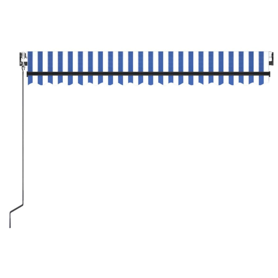 Luifel automatisch met LED en windsensor 400x350 cm blauw wit 400 x 350 cm Blauw en wit
