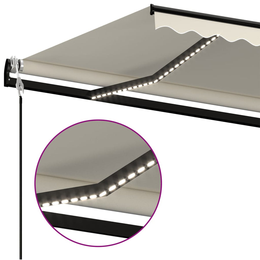 Luifel automatisch met LED en windsensor 400x350 cm crèmekleur 400 x 350 cm Crème