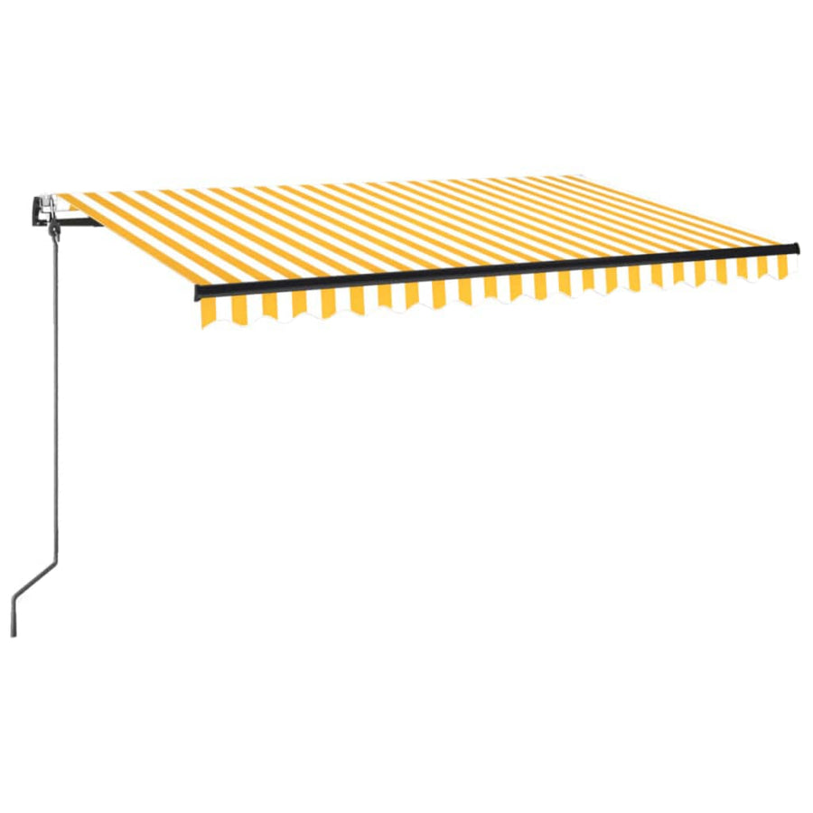 Luifel automatisch met LED en windsensor 400x350 cm geel en wit 400 x 350 cm Geel en wit