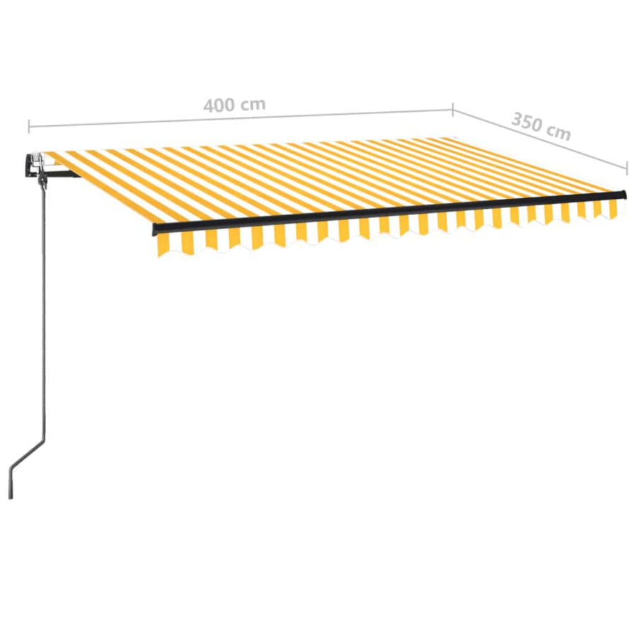 Luifel automatisch met LED en windsensor 400x350 cm geel en wit 400 x 350 cm Geel en wit