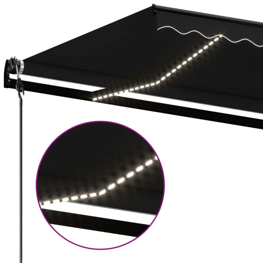 Luifel automatisch met LED en windsensor 400x350 cm antraciet 400 x 350 cm Antraciet