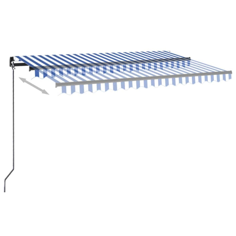 Luifel handmatig uittrekbaar 450x350 cm blauw en wit 450 x 350 cm Blauw en wit