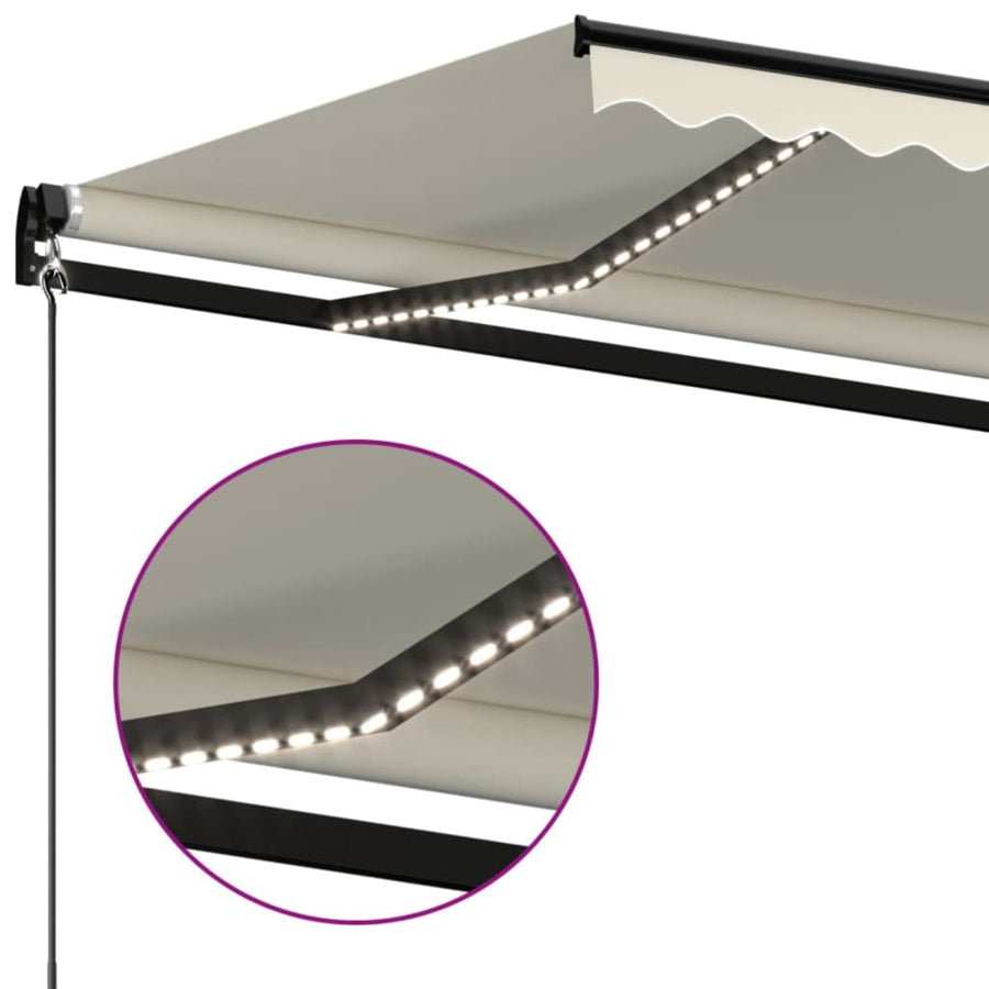 Luifel Handmatig Uittrekbaar Met Led Kleurig 450 x 350 cm Crème