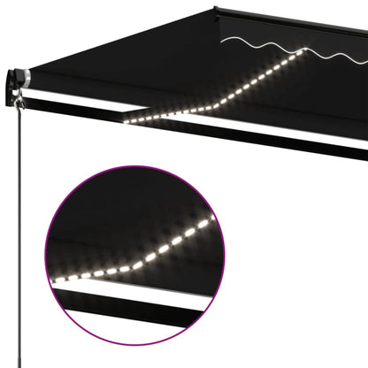 Luifel handmatig uittrekbaar met LED 450x350 cm antracietkleur 450 x 350 cm Antraciet