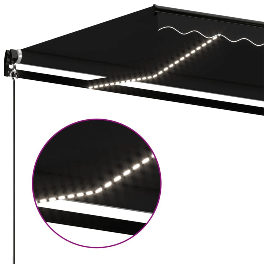 Luifel handmatig uittrekbaar met LED 450x350 cm antracietkleur 450 x 350 cm Antraciet