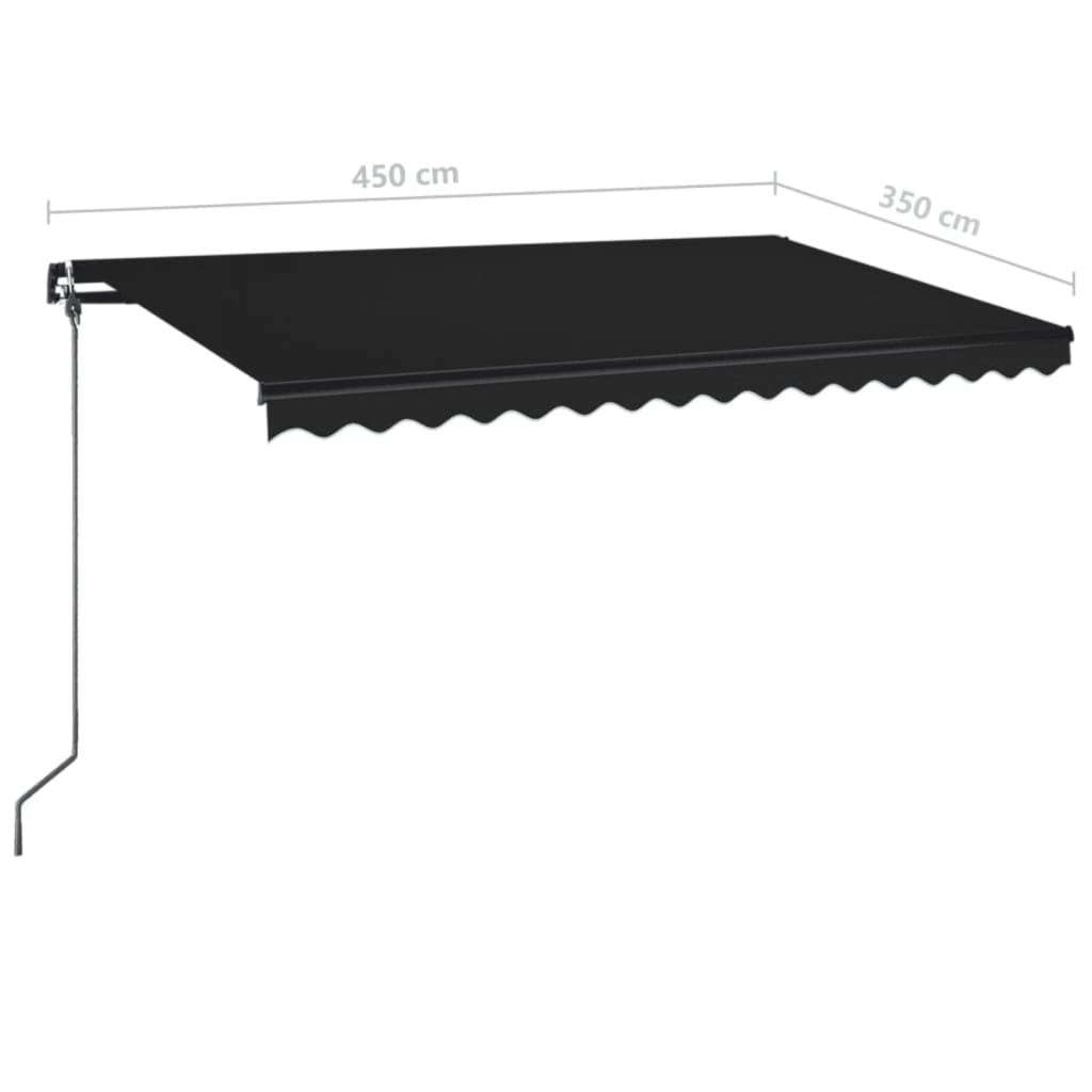 Luifel handmatig uittrekbaar met LED 450x350 cm antracietkleur 450 x 350 cm Antraciet