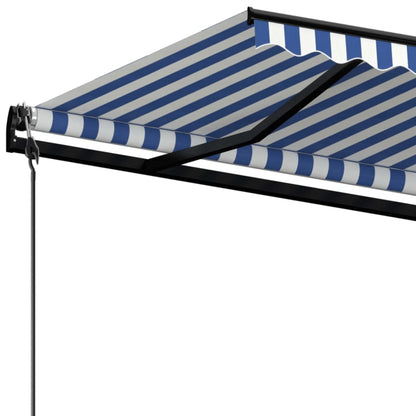 Luifel Automatisch Uittrekbaar 450 x 350 cm Blauw en wit