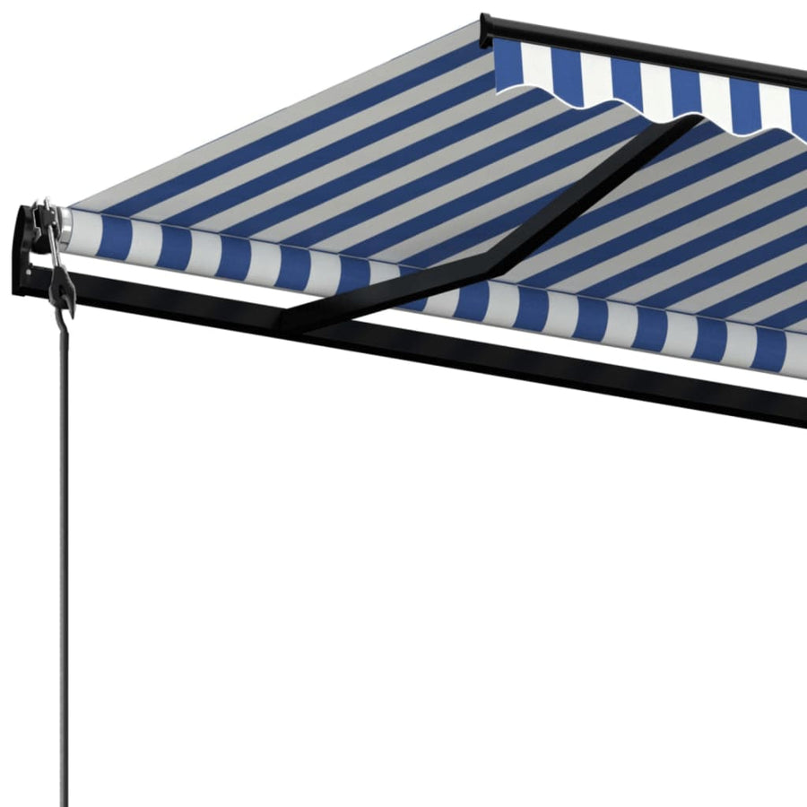 Luifel Automatisch Uittrekbaar 450 x 350 cm Blauw en wit