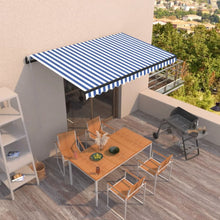 Luifel Automatisch Uittrekbaar 450 x 350 cm Blauw en wit
