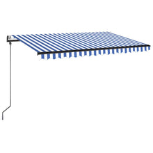 Luifel automatisch met LED en windsensor 450x350 cm blauw wit 450 x 350 cm Blauw en wit
