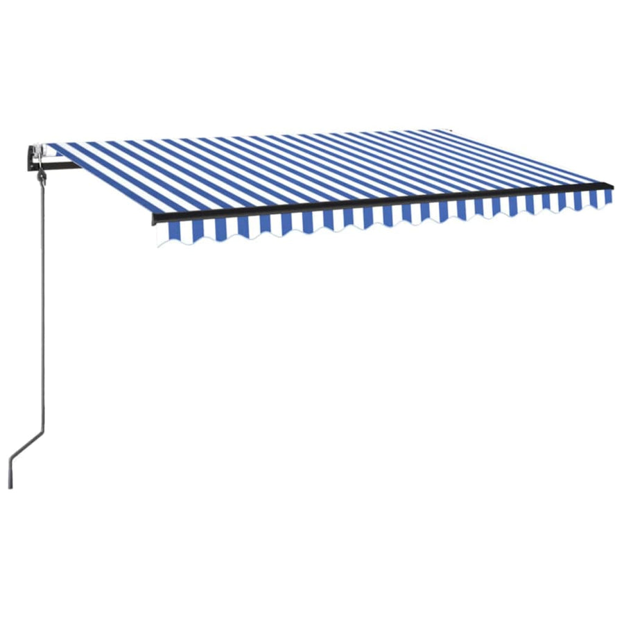 Luifel automatisch met LED en windsensor 450x350 cm blauw wit 450 x 350 cm Blauw en wit