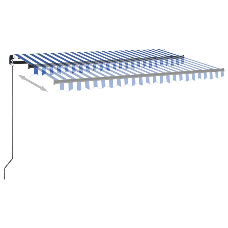 Luifel automatisch met LED en windsensor 450x350 cm blauw wit 450 x 350 cm Blauw en wit