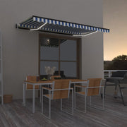 Luifel automatisch 450x350 cm blauw wit met LED en windsensor