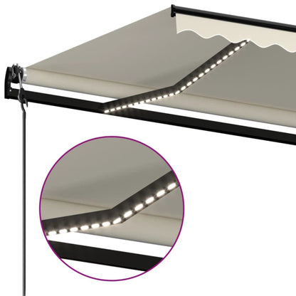 Luifel automatisch met LED en windsensor 450x350 cm crèmekleur 450 x 350 cm Crème