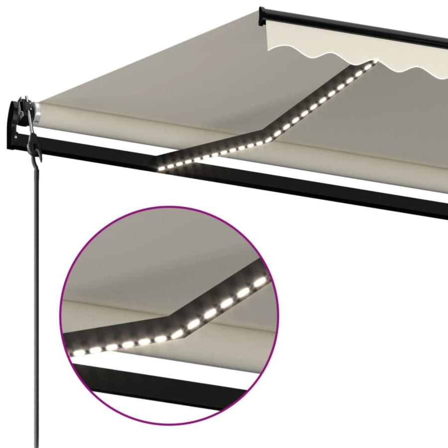 Luifel automatisch met LED en windsensor 450x350 cm crèmekleur 450 x 350 cm Crème