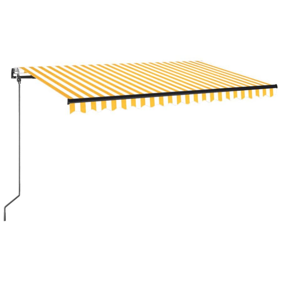 Luifel automatisch met LED en windsensor 450x350 cm geel wit 450 x 350 cm Geel en wit