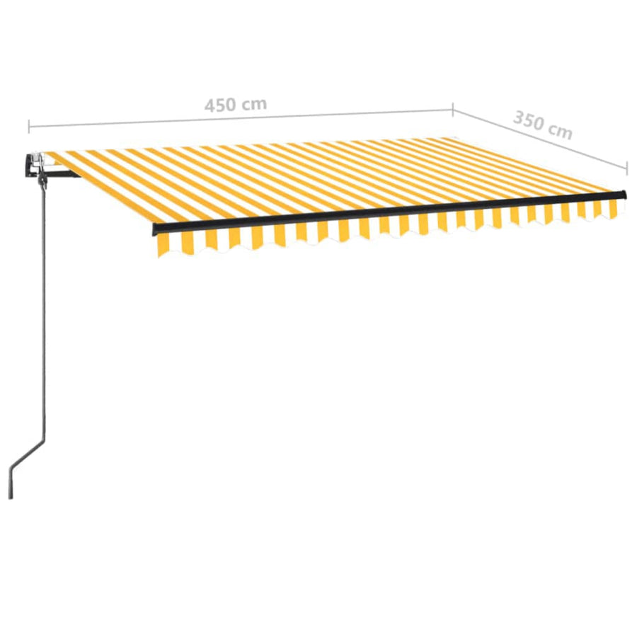 Luifel automatisch met LED en windsensor 450x350 cm geel wit 450 x 350 cm Geel en wit