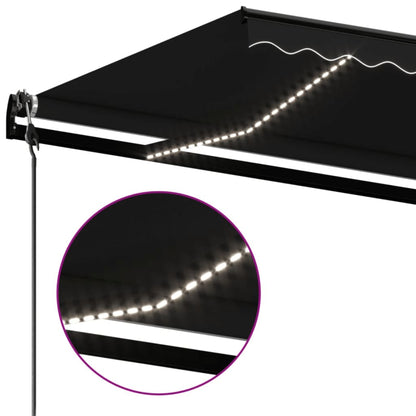 Luifel automatisch met LED en windsensor 450x350 cm antraciet 450 x 350 cm Antraciet