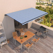 Luifel uittrekbaar 500x350 cm blauw wit