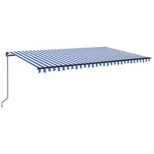 Luifel Handmatig Uittrekbaar Met Led 500 x 350 cm Blauw en wit