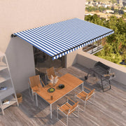 Luifel automatisch uittrekbaar 500x350 cm blauw wit