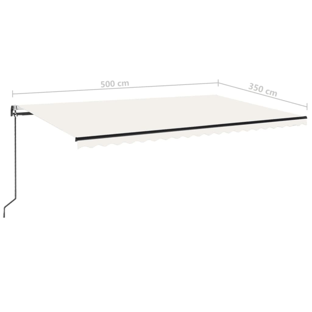 Luifel automatisch met LED en windsensor 500x350 cm crèmekleur