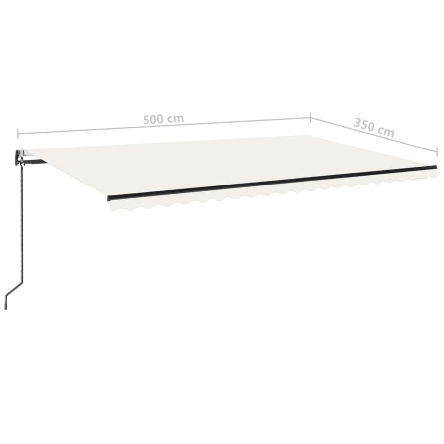 Luifel automatisch met LED en windsensor 500x350 cm crèmekleur