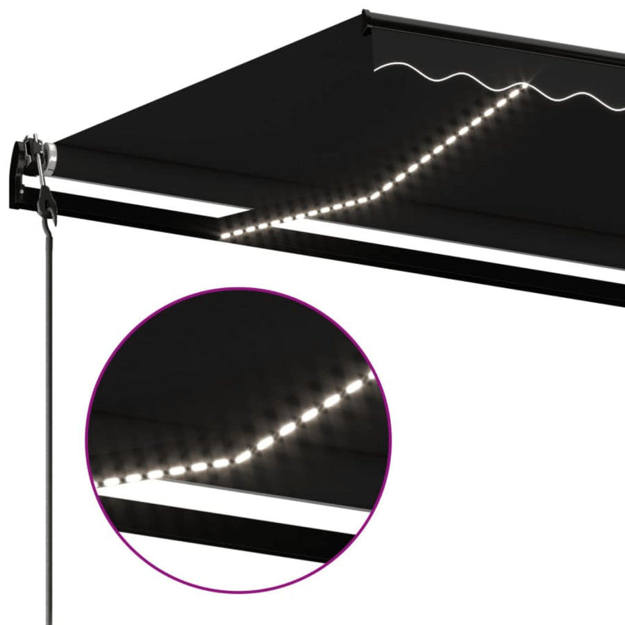 Luifel automatisch met LED en windsensor 500x350 cm antraciet