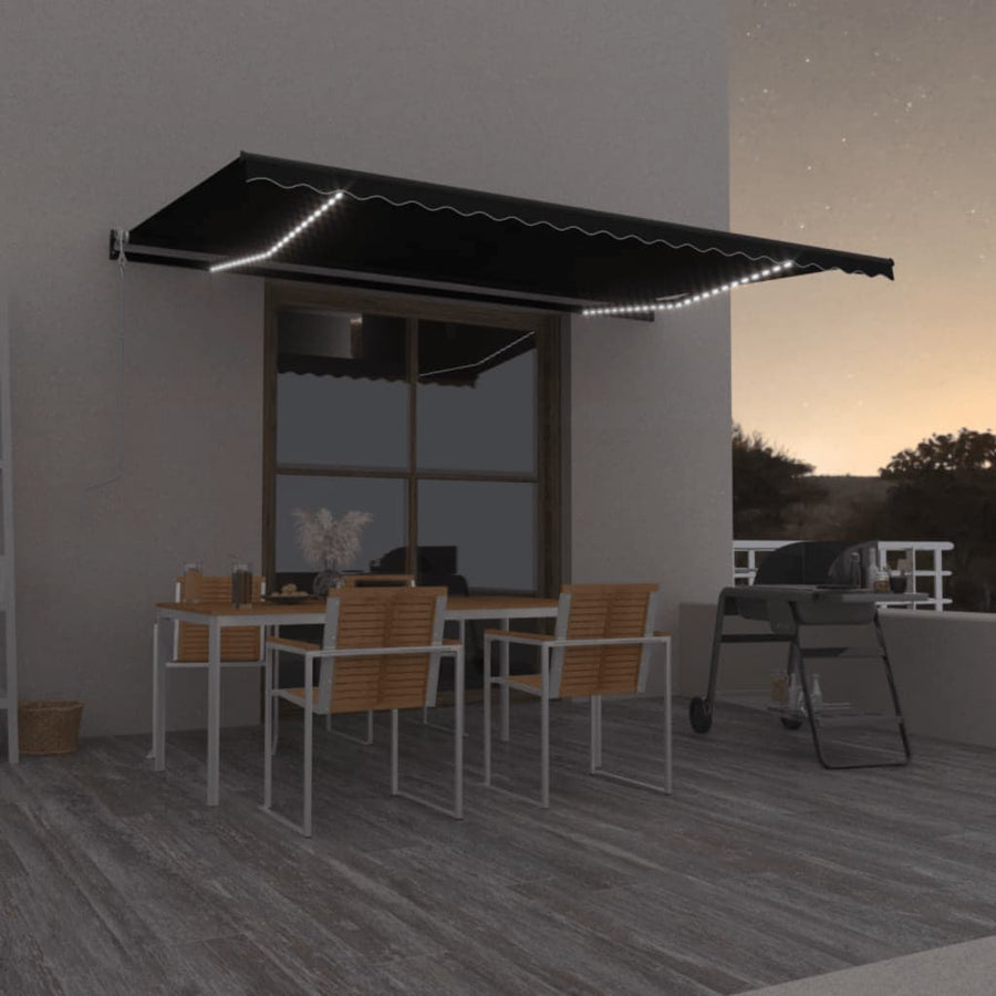 Luifel automatisch met LED en windsensor 500x350 cm antraciet