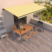 Luifel 600x350 cm geel wit handmatig uittrekbaar
