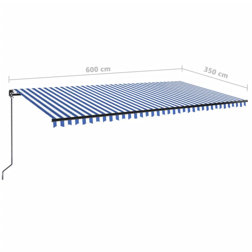 Luifel Handmatig Uittrekbaar Met Led Blauw En Wit 600 x 350 cm