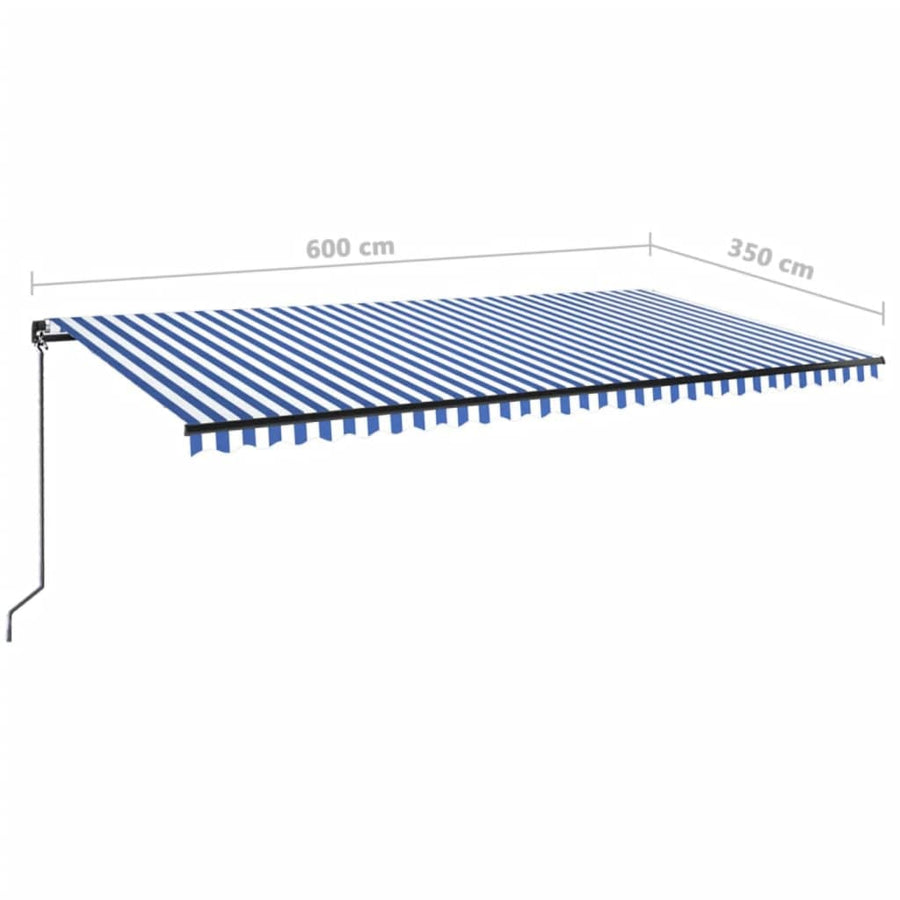 Luifel Handmatig Uittrekbaar Met Led Blauw En Wit 600 x 350 cm