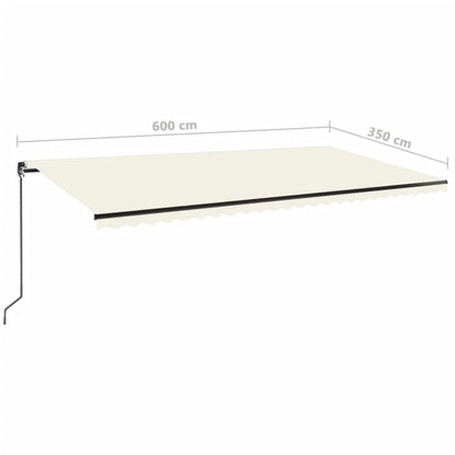 Luifel Handmatig Uittrekbaar Met Led Kleurig 600 x 350 cm Crème