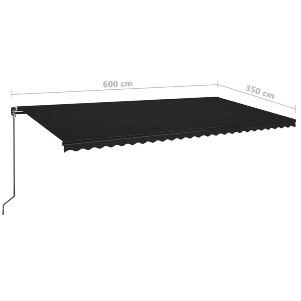 Luifel Handmatig Uittrekbaar Met Led 600X350 Cm Antracietkleur 600 x 350 cm