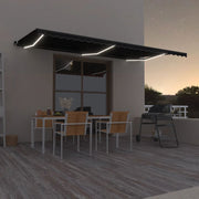 Luifel uittrekbaar 600x350 cm antraciet met LED