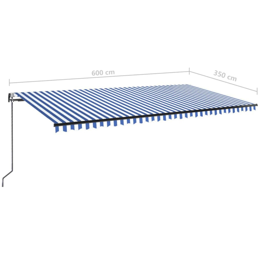 Luifel Automatisch Uittrekbaar 600 x 350 cm Blauw en wit