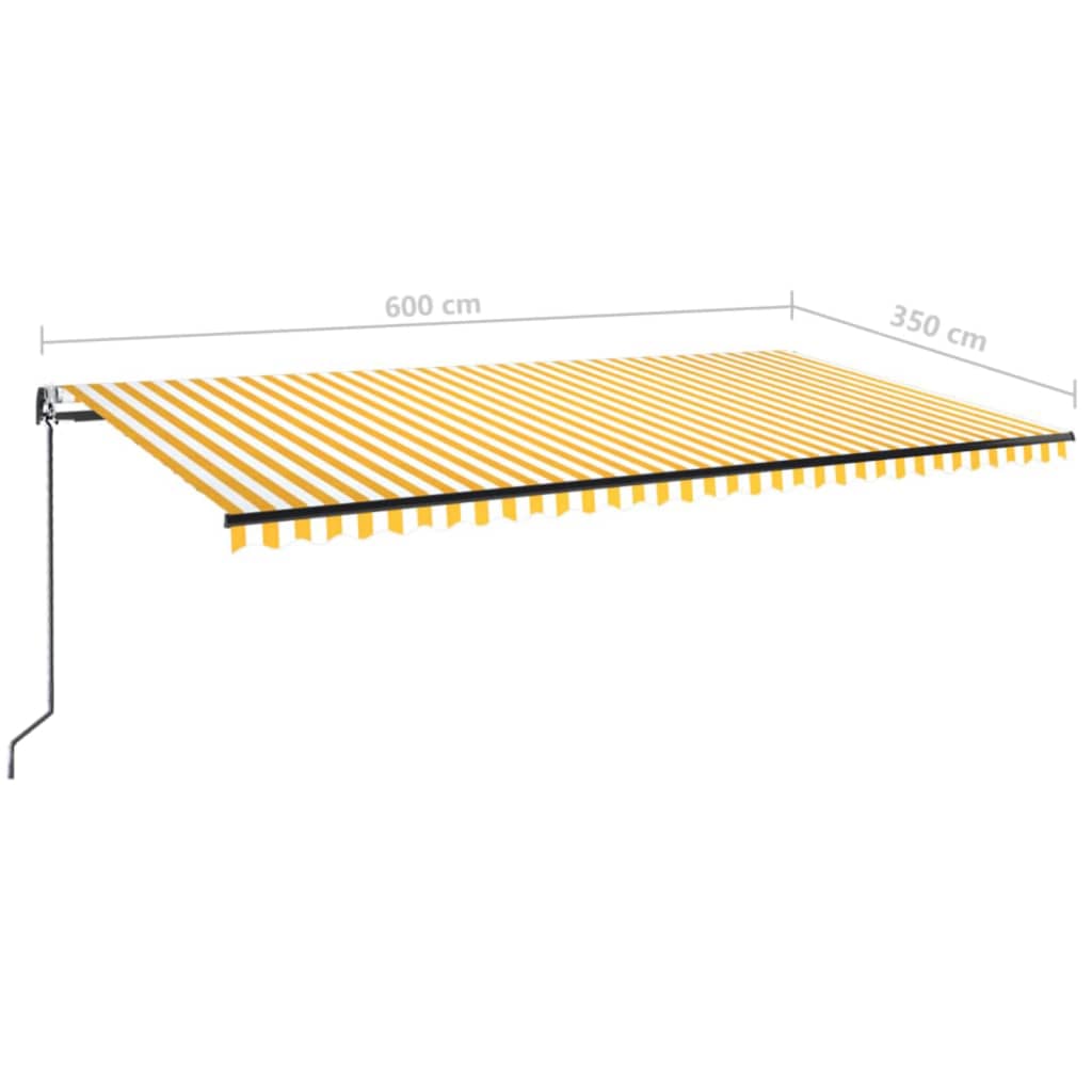 Luifel Automatisch Uittrekbaar 600 x 350 cm Geel en wit