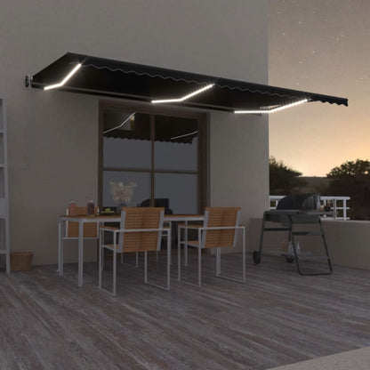 Luifel automatisch met LED en windsensor 600x350 cm antraciet
