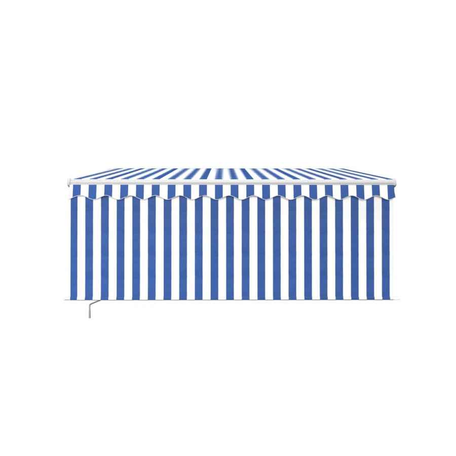 Luifel Handmatig Uittrekbaar Met Rolgordijn 3X2,5 M Blauw Wit 3 x 2.5 m Blauw en wit