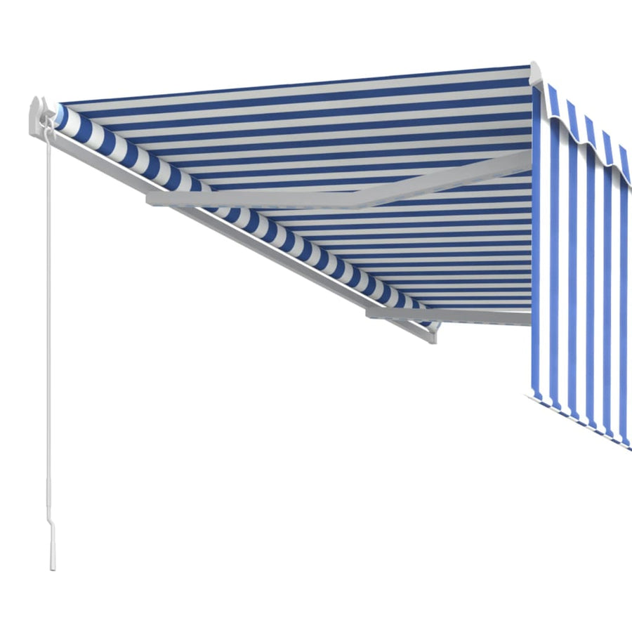Luifel Handmatig Uittrekbaar Met Rolgordijn 3X2,5 M Blauw Wit 3 x 2.5 m Blauw en wit