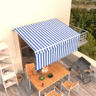 Luifel Handmatig Uittrekbaar Met Rolgordijn 3X2,5 M Blauw Wit 3 x 2.5 m Blauw en wit