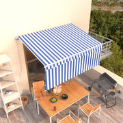 Luifel 3x2,5 m blauw wit met rolgordijn