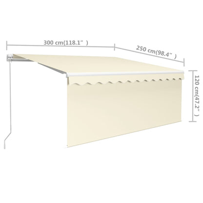Luifel Handmatig Uittrekbaar Met Rolgordijn 3X2,5 M Kleur 3 x 2.5 m Crème