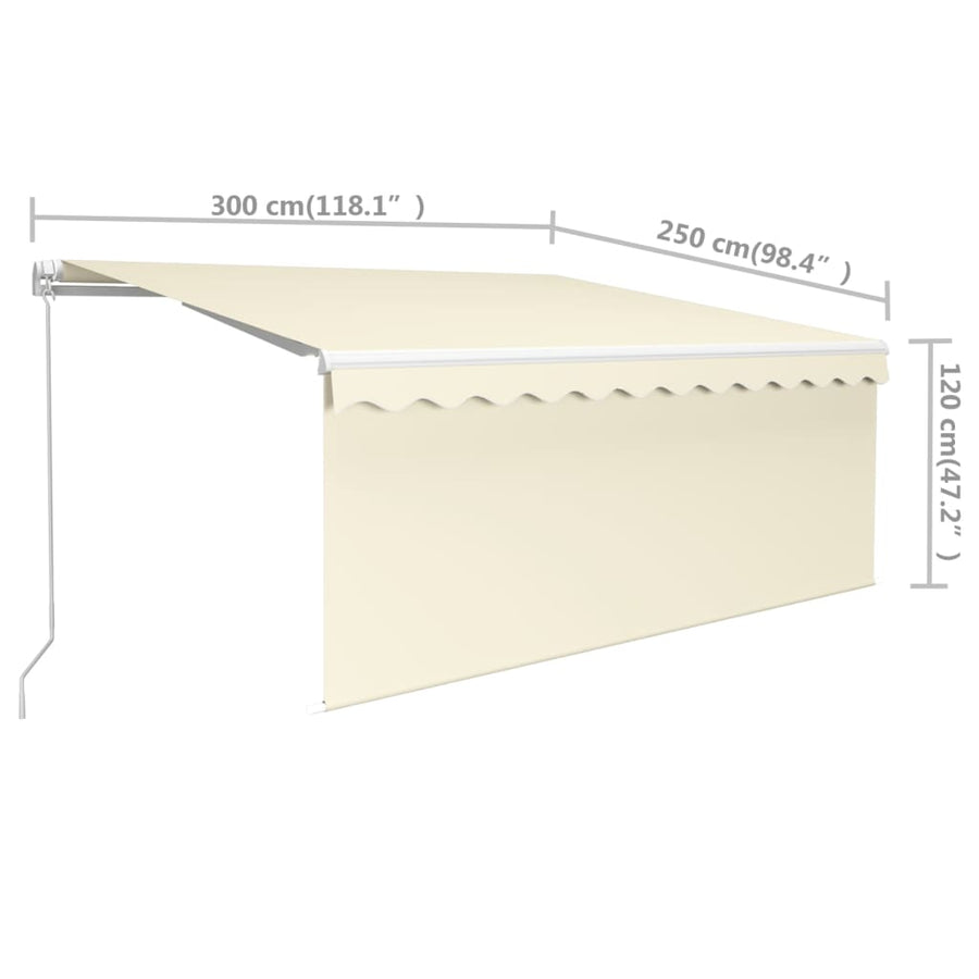 Luifel Handmatig Uittrekbaar Met Rolgordijn 3X2,5 M Kleur 3 x 2.5 m Crème