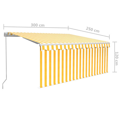 Luifel Handmatig Uittrekbaar Met Rolgordijn 3X2,5 M Geel En Wit 3 x 2.5 m