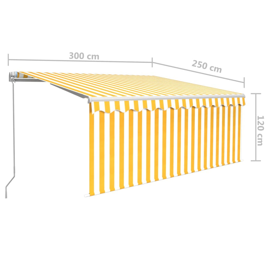 Luifel Handmatig Uittrekbaar Met Rolgordijn 3X2,5 M Geel En Wit 3 x 2.5 m