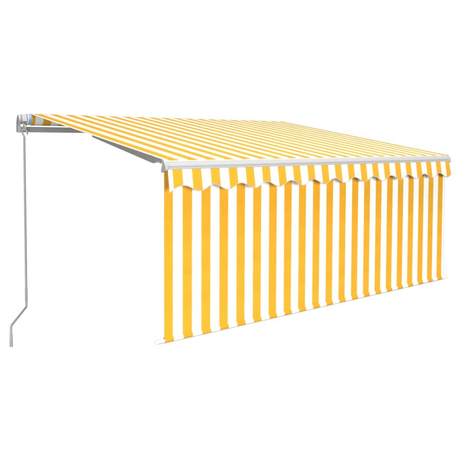 Luifel handmatig uittrekbaar rolgordijn LED 3x2,5 m geel en wit 3 x 2.5 m Geel en wit