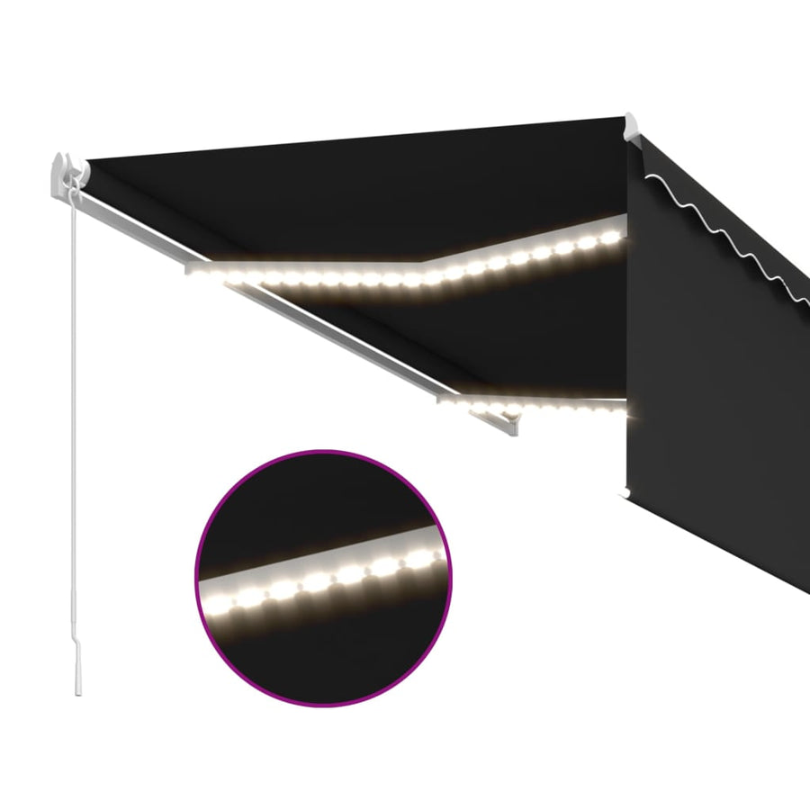 Luifel Handmatig Uittrekbaar Rolgordijn Led 3X2,5 M 3 x 2.5 m Antraciet