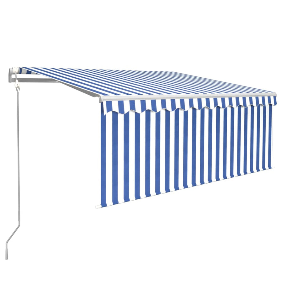 Luifel Automatisch Uittrekbaar Met Rolgordijn 3X2,5 M 3 x 2.5 m Blauw en wit